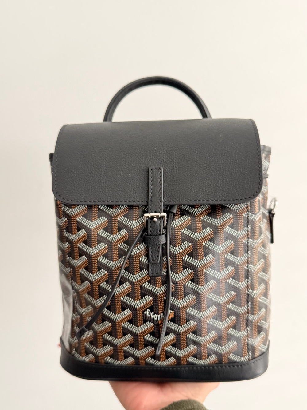 Goyard Alpin Mini Backpack Black Brown Goyardine Leather Trim - Missing Straps - Picture 1 of 8